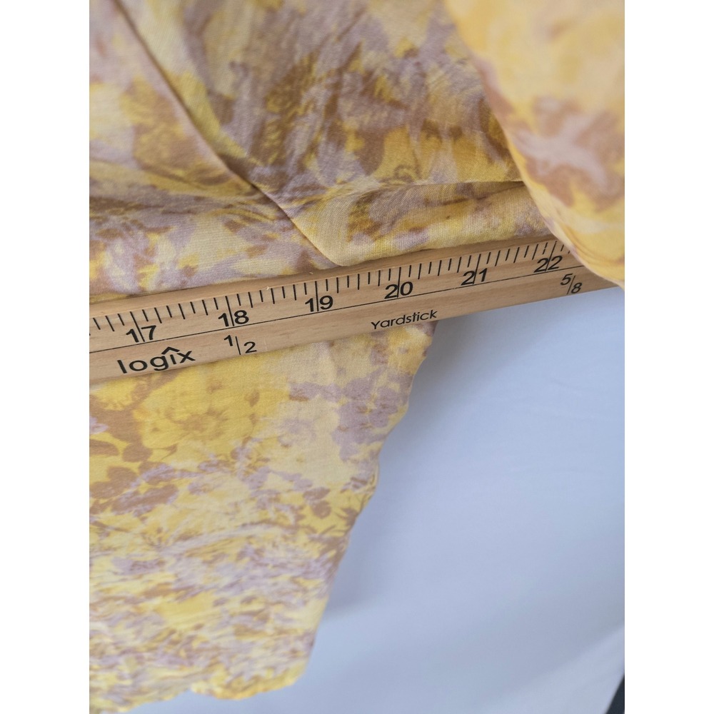Melloday Yellow Floral V-Neck Blouse Top XL Cottegecore Boho Lagenlook Fairy - Picture 7 of 8